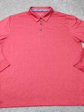 Maelreg Performance Polo Shirt Mens 2XL XXL Pink Golf Stretch Long Sleeve